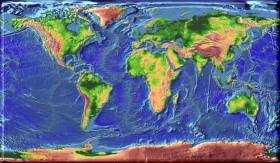 Topographic world map,
click to see larger image.
